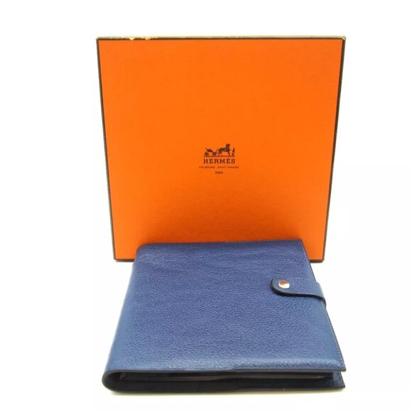 Authentic HERMES Business Card Holders Blue Leather - Picture 1 of 12